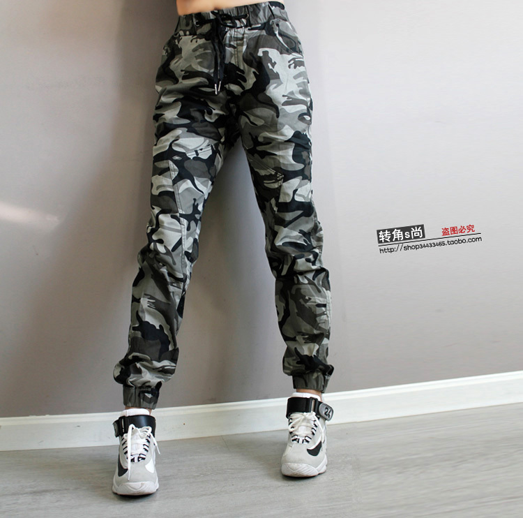 Spring and Summer Thin Camouflage Pants for Men and Women, Couple Camouflage Hiking Casual Loose Large Size Elastic Waist Slightly Stretchy Cargo Pants