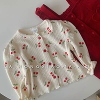 Детский милый тонкий базовый кардиган, детская одежда, подходит для весны и осени, в западном стиле, рукава фонарики