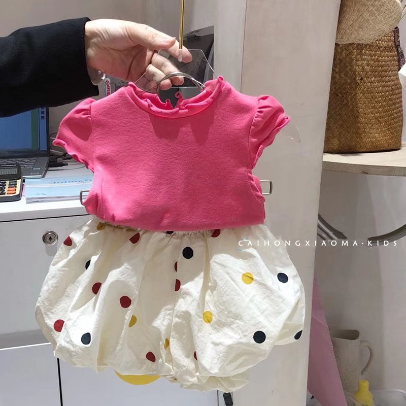Korean children's clothing summer new Korean version of the Western style girls short-sleeved shirt sleeveless vest flower bud shorts two-piece suit