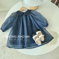 High-end custom childrens clothing girls spring and autumn dress little girl foreign style long-sleeved baby birthday temperament princess skirt