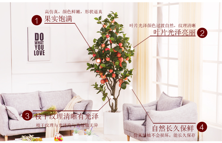 Mô phỏng cây cảnh giả cây táo giả cây đào cây cam chậu nhà phòng khách trang trí hoa giả mô hình - Hoa nhân tạo / Cây / Trái cây cây mai giả trang trí tết