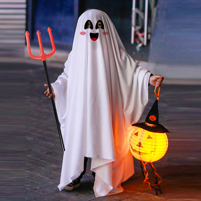 Halloween Children's Costumes Boys Ghost Cloak Girls Cape Costume Dress up Cosplay White Elf Ghost Clothes