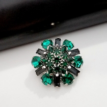 Qis new peacock green Czech rhinestone pure copper drill claw mink fur coat sweater coat decorative buttons 26mm