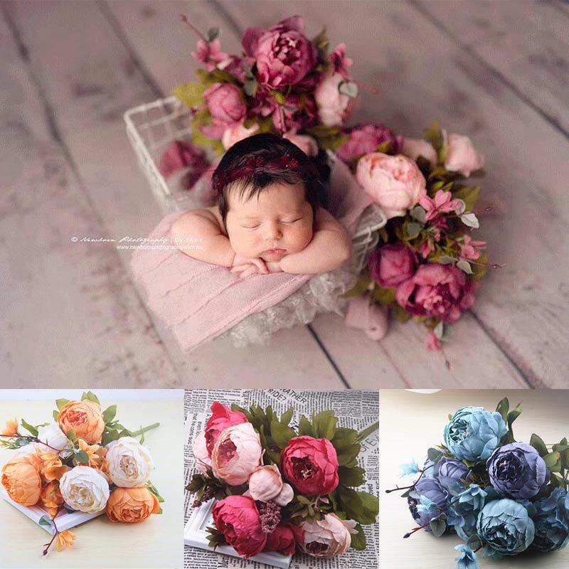 Newborn full moon baby photography props extra large peony flower retro color pregnant woman photography photo auxiliary flower
