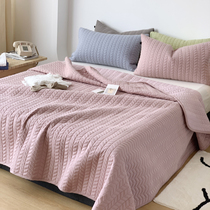  Nordic simple solid color bed cover single-piece pure cotton quilted padded solid color thickened sheets spring and summer three-piece set