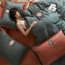  High-end 100 double-sided Lenzing tencel four-piece set of ice silk naked sleeping silk summer sheets Summer bedding