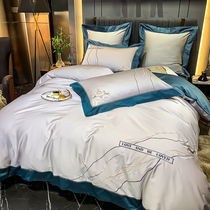  140 long-staple cotton four-piece set Cotton pure cotton 100 bedding European-style naked sleeping sheets quilt cover Bed sheet quilt cover