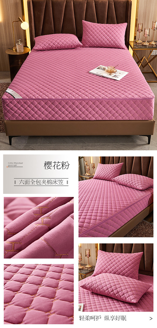 Натяжная простыня alex六面全包刺绣夹棉床笠床罩席梦思床垫乳胶垫保护套拉链式防滑