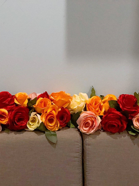 Emulational Flower Vine Wedding Bed Head Flower Fake Rose Flower Rattan Wedding Ornamental Flower Air Conditioning Pipe Hiding Plastic Vine