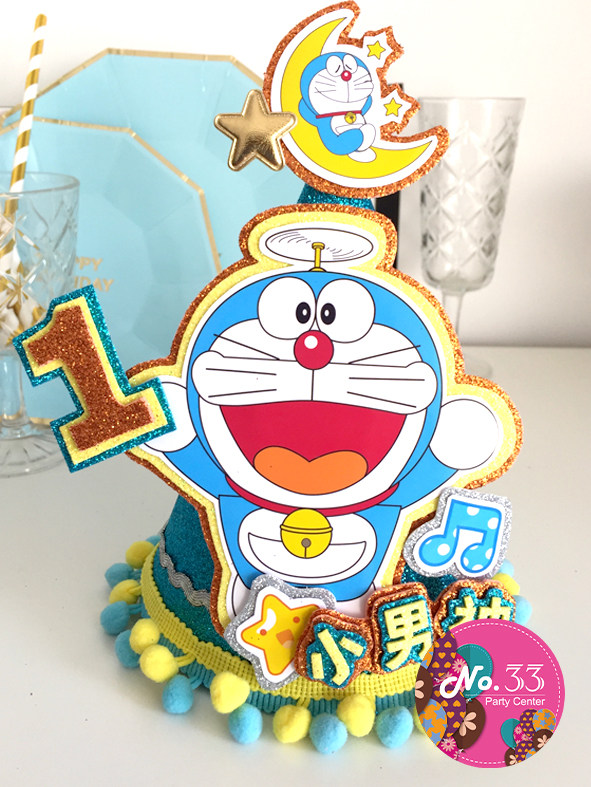 33 love party Doraemon birthday hat baby feast dress up supplies can be customized name age