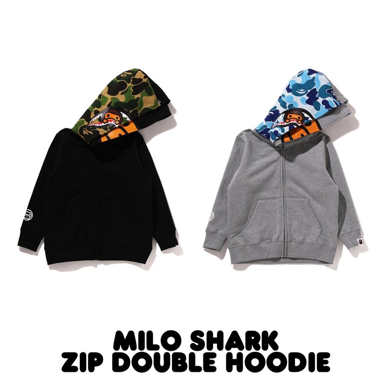 [Domestic Stock] Japanese Trendy Brand Bape Children's Clothing Authentic Camouflage Double-Hooded Zip-Up Sweatshirt Jacket