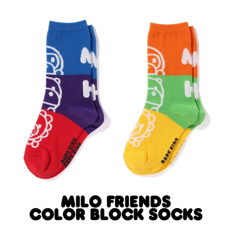 [Domestic Stock] Authentic Japanese Trendy Brand Bape Children's Clothing Accessories Solid Color Shark All-Cotton Mid-Calf Socks