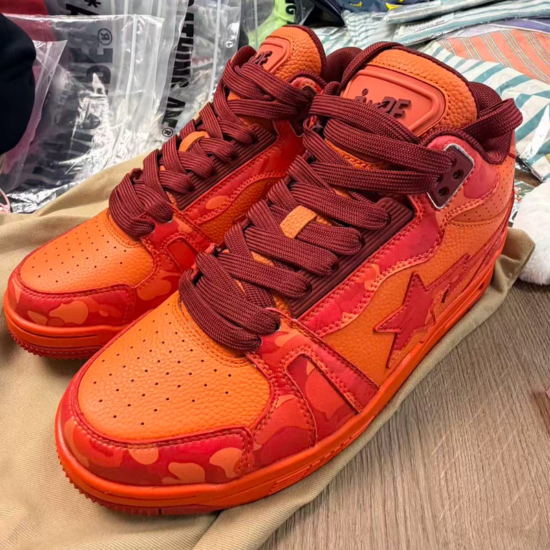 [Domestic Stock] Japanese Trendy Brand Bapesta Adult Lightning Star Camouflage High-Top Sports Casual Shoes