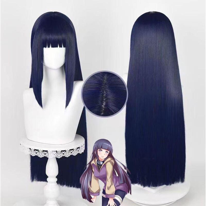 Heartbeat Home Naruto Hyuga Hinata Cosplay Wig, Realistic Scalp Blue-Black, Universal Cosplay Straight Hair