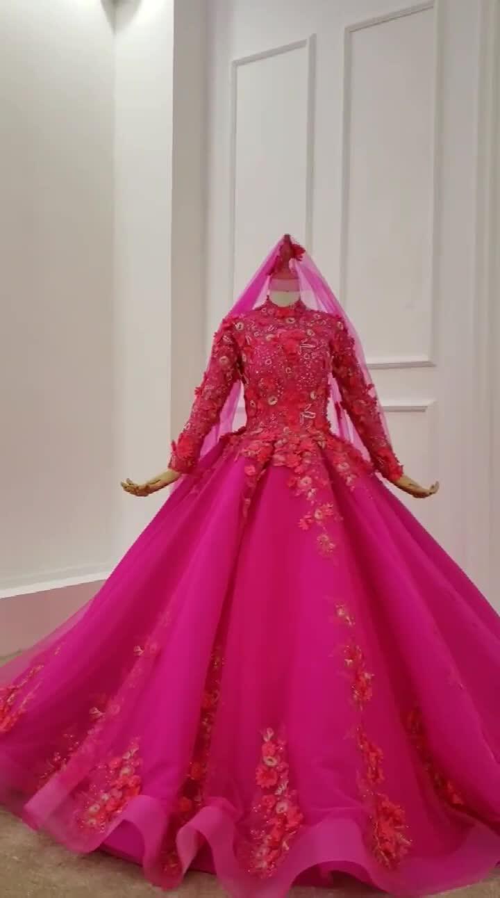 red and purple wedding dress