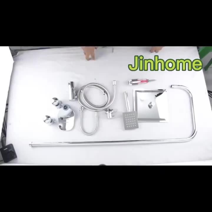 Dual Mixer Shower Heads Rainfall Stainless Steel Shower Set Square Shower Riser Rail Kit For