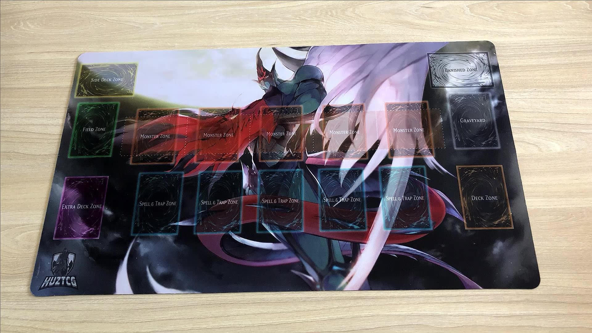 yugioh deck mat Customized Full Color Sublimation Heat Transfer Printed Non-Toxic Neoprene+Fabric Play with Custom Design 24x14 Inches this playmat channels the spirit of the legendary god cards into every match Yugioh Speed Duel Dark Magician/Blue