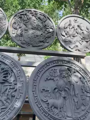 Antique brick carving relief round blessing character brick carving Hui style antique building shadow Wall Wall Wall Wall wall hanging piece Fu Lu Shouxi