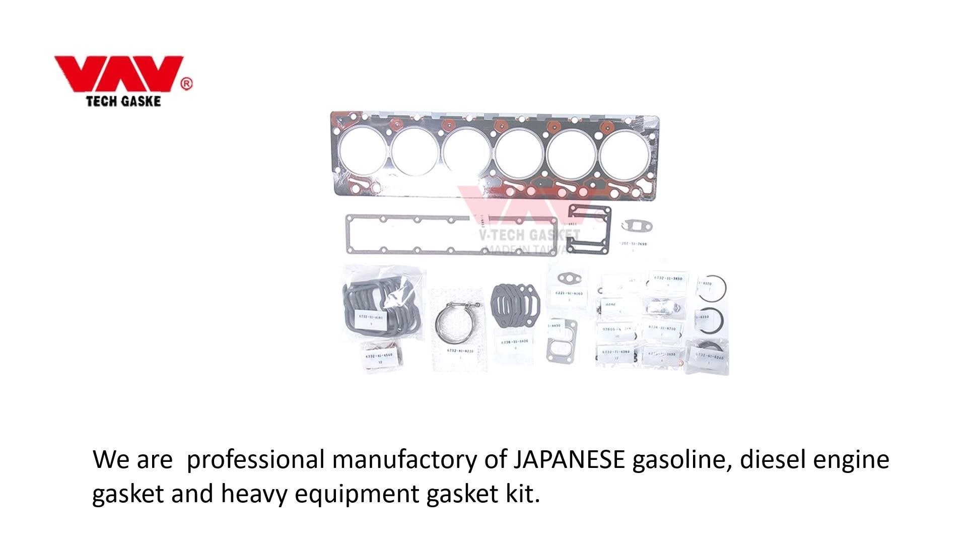 6738k1 K21100 Auto Engine Parts Head Gasket Repair Kit For Komatsu