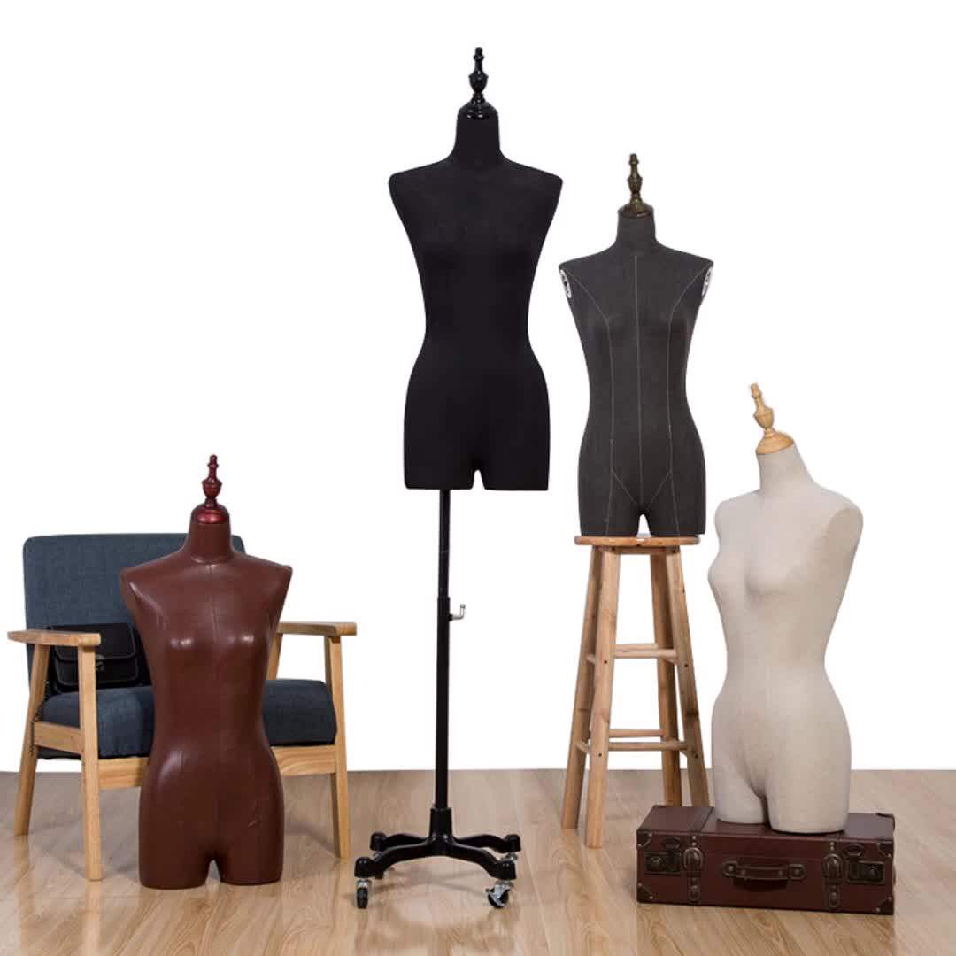 Fabric Wrapped Ladies Half Body Female Dress Form Dummy Vintage