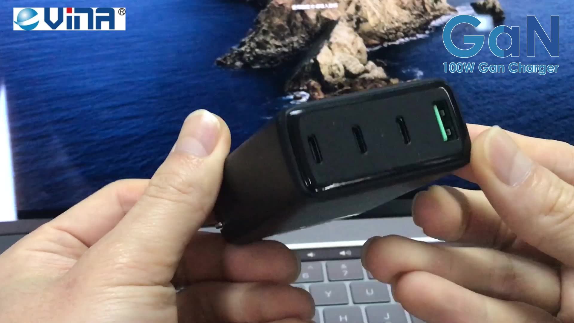 100w 4port Usb Wall Charger Qc3.0 Typec Multiport Charger With Gan