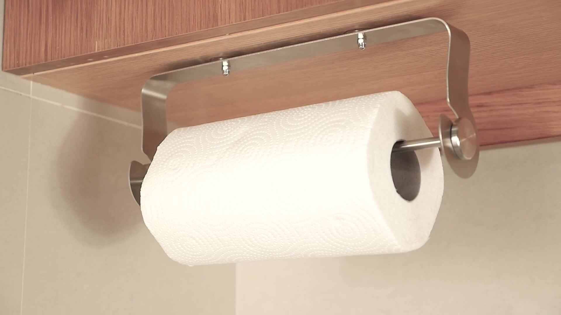 No Drilling Stainless Steel Under Paper Towel Holder For Home