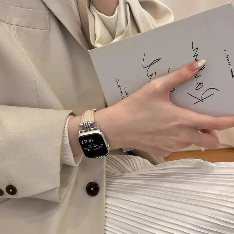 Применение Apple с AppleWatch9/8/7 кожаная маленькая талия девочке iWatch4/5/6SE3ULTRA
