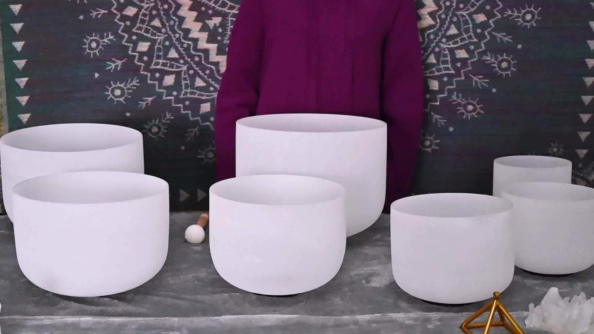 Success Factory Crystal Singing Bowl 8 Inches F Note Chakra Set Frosted