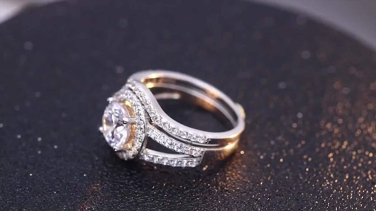 Tonglin Fashion Jewelry Pave Cz Ring Set Silver 925 Sterling For