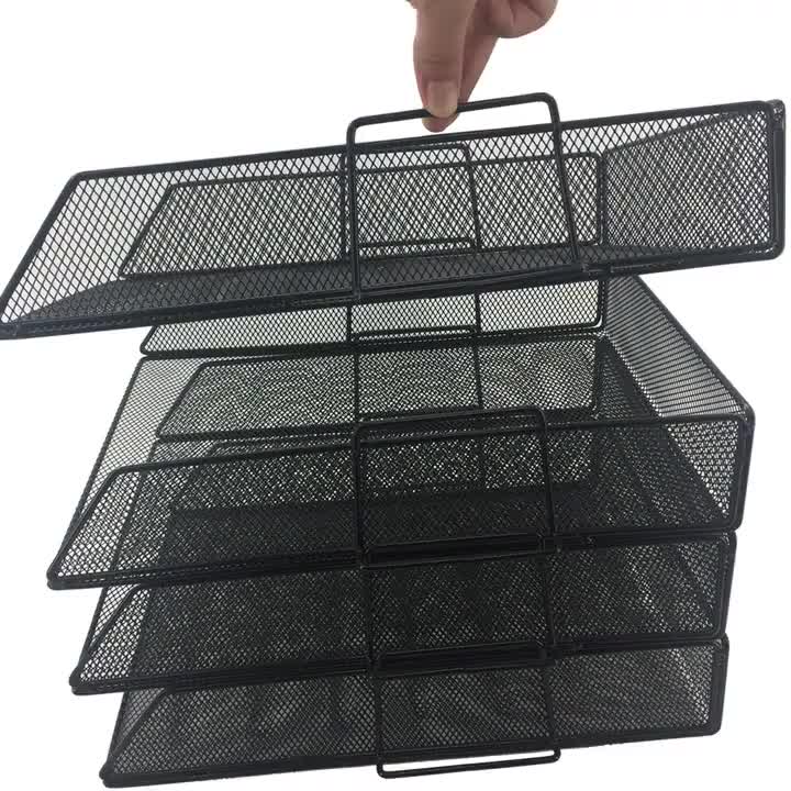 Tier Stackable Desktop Document Organizer Collecotion Black Office