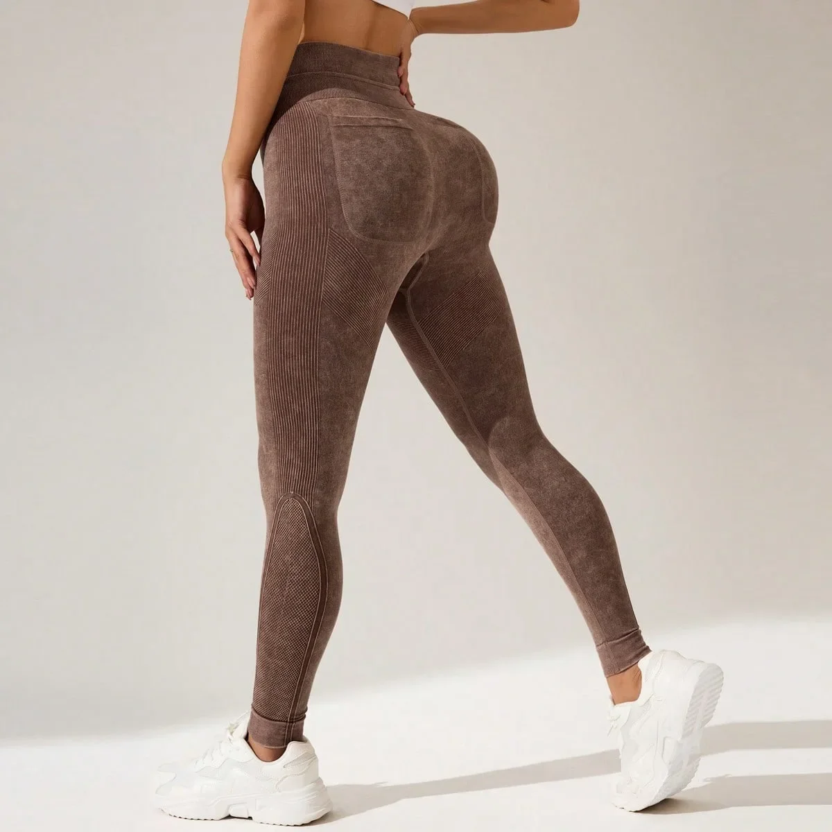 Cross-border European and American Striped Outdoor Sports Tight Pants Women's High Waist Hip-lifting Yoga Clothes Quick-drying Running Sports Fitness Pants