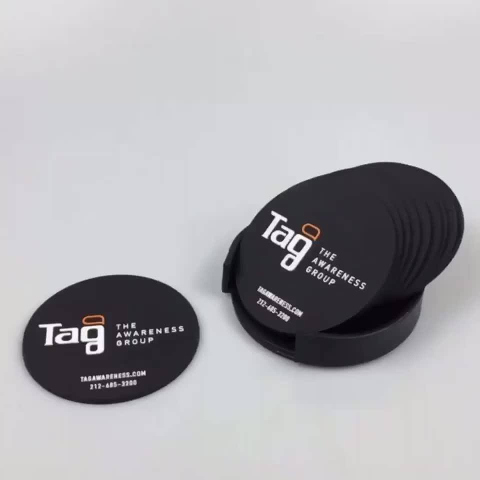 Customized Logo Ecofriendly Pvc Coaster Set With Holder Buy Rubber
