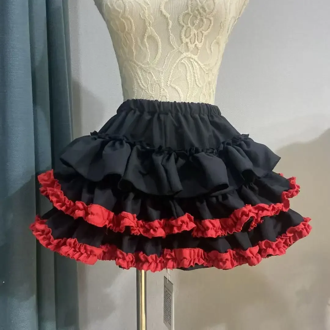 New lace black half skirt punk style women's summer petite subculture ballon cake short skirt