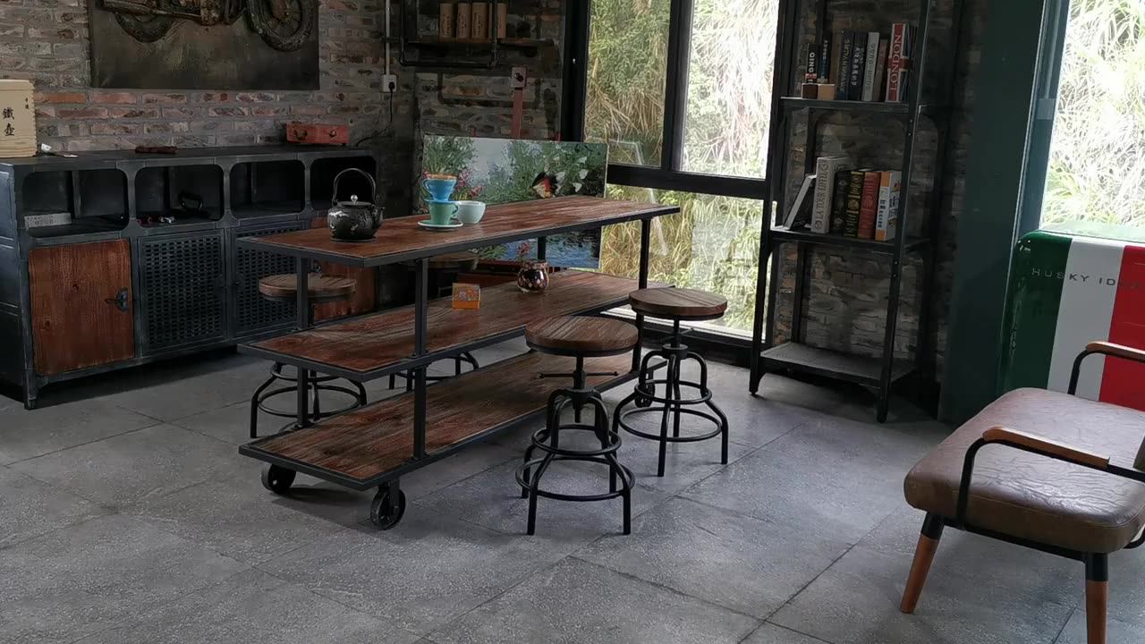 Topower American Antique Industrial Design Metal Adjustable Height Bar