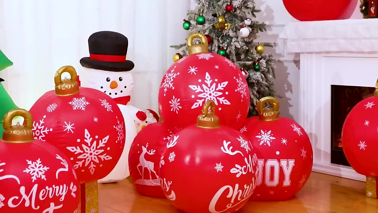 Light Up Pvc Inflatable Christmas Ball 24 Inch Large Outdoor Inflatable