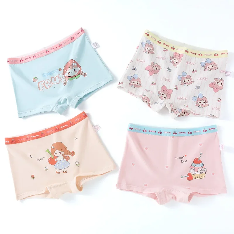 Children's underwear for girls, pure cotton, flat-bottomed summer four-sided shorts for little girls, baby girls and middle-aged children, 100% non-slip