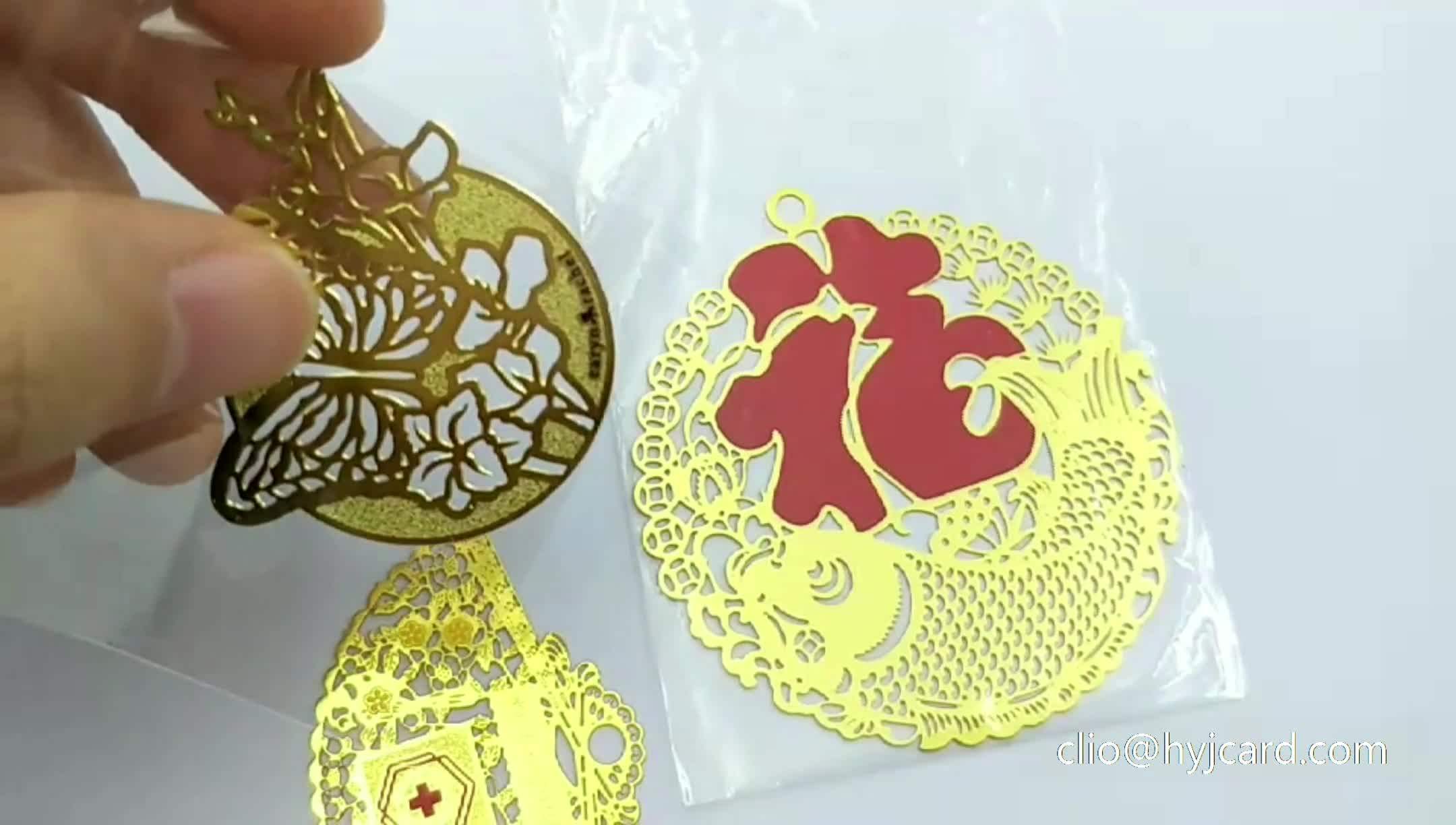 Custom Laser Cut Engraving Etched Gold Plated Stainless Steel Metal