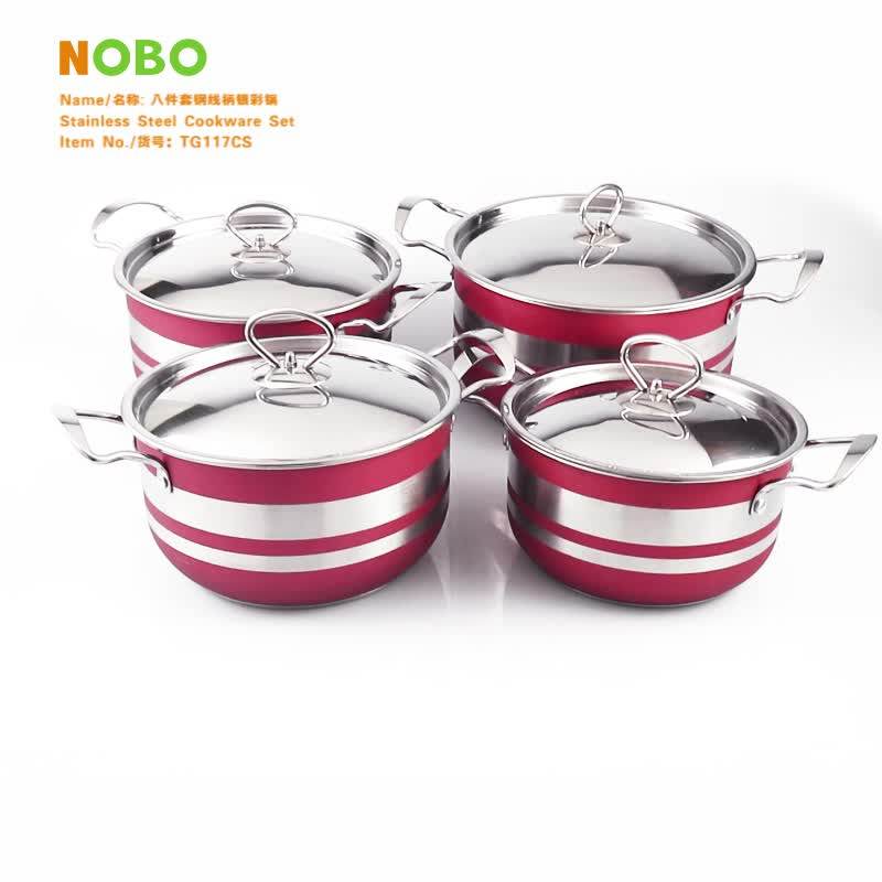 Bulk Sale 8 Piece Kitchen Casserole Cooking Pot Set Stainless Steel
