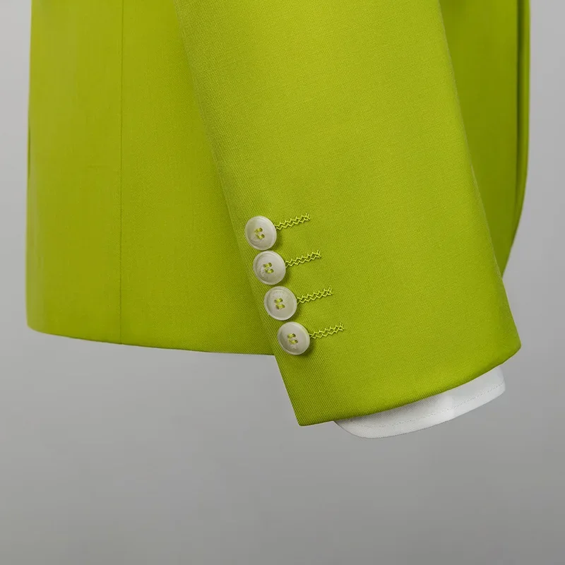 New Korean-style suit set for foreign trade and cross-border, two-button wedding suit set, 3D image, grass green, 662P180