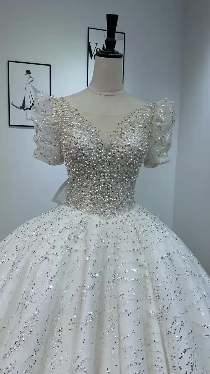 New Luxury Wedding Dress 2024 Original Design Full Beading Bridal Dress Sequined Lace Wedding