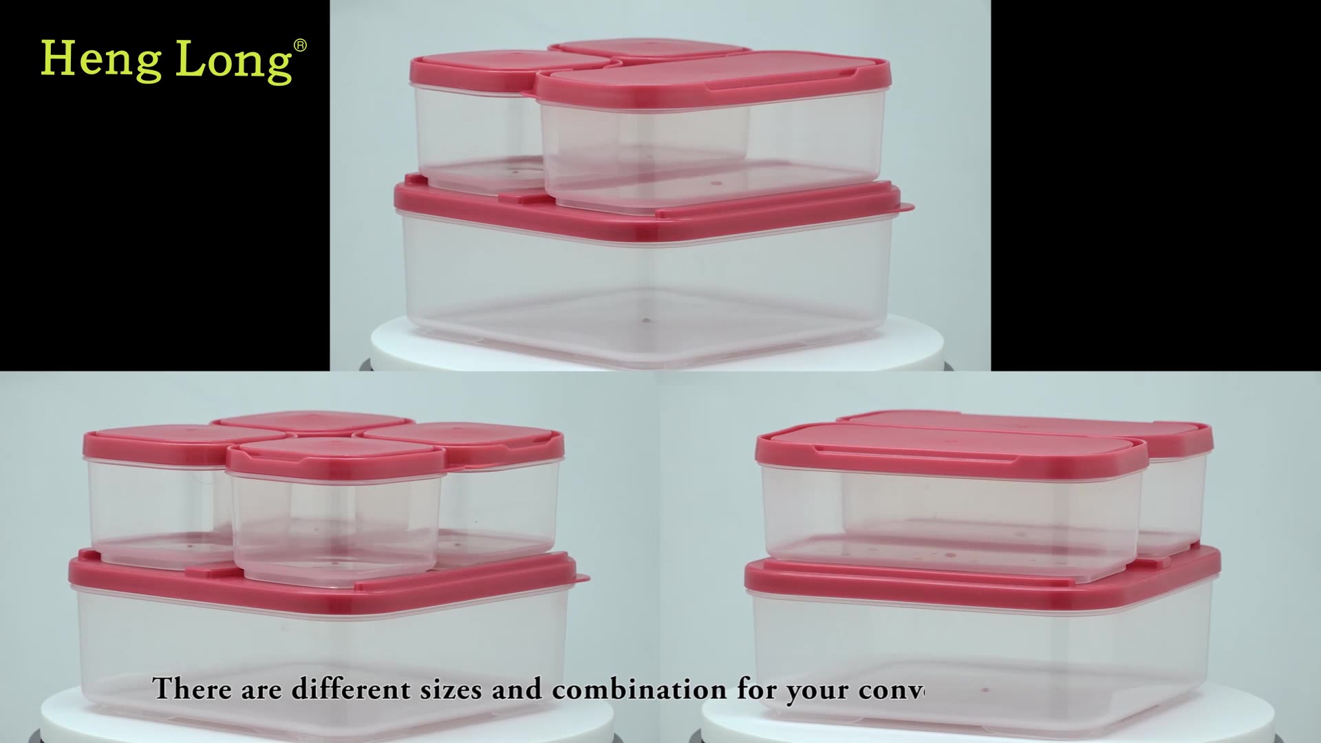 Stackable 5 In 1 Plastic Snack Food Storage Containers Set Tiffin Box Bento Lunch Box With Green