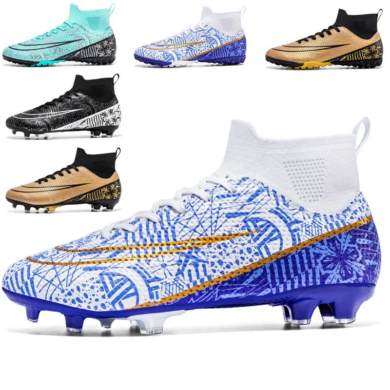Cross-Border Ronaldo Messi High-Top Competition Training Football Shoes for Men and Women, Kidsren's Tf Broken Nails, Artificial Turf Ag Nails, Dropshipping