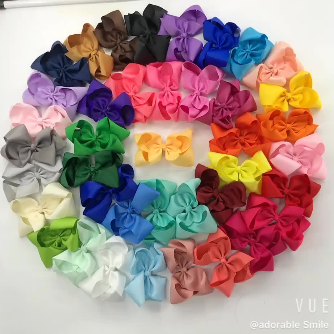 Accessories Girls Hair Bows Clips Wholesale Solid Colour Ribbon 6" Jojo