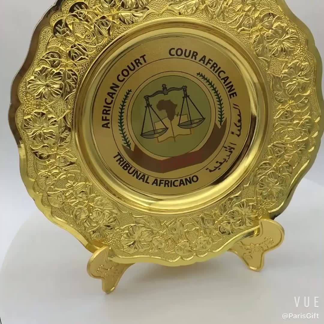 2019 Wholesale Award Trophy Plaque Gold Plating Customized Round Shape Plaque Award Souvenir