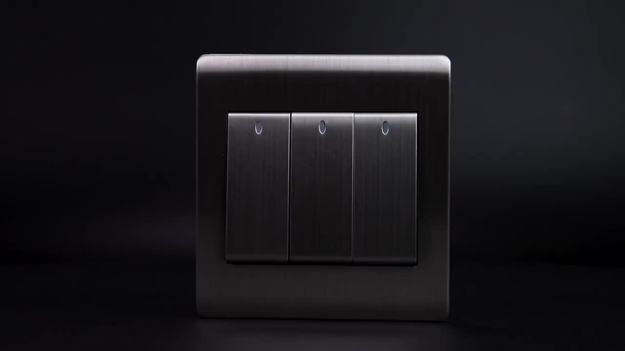 Brushed Silver 2 Gang Dp 15a Double Electrical Switch Socket - Buy ...