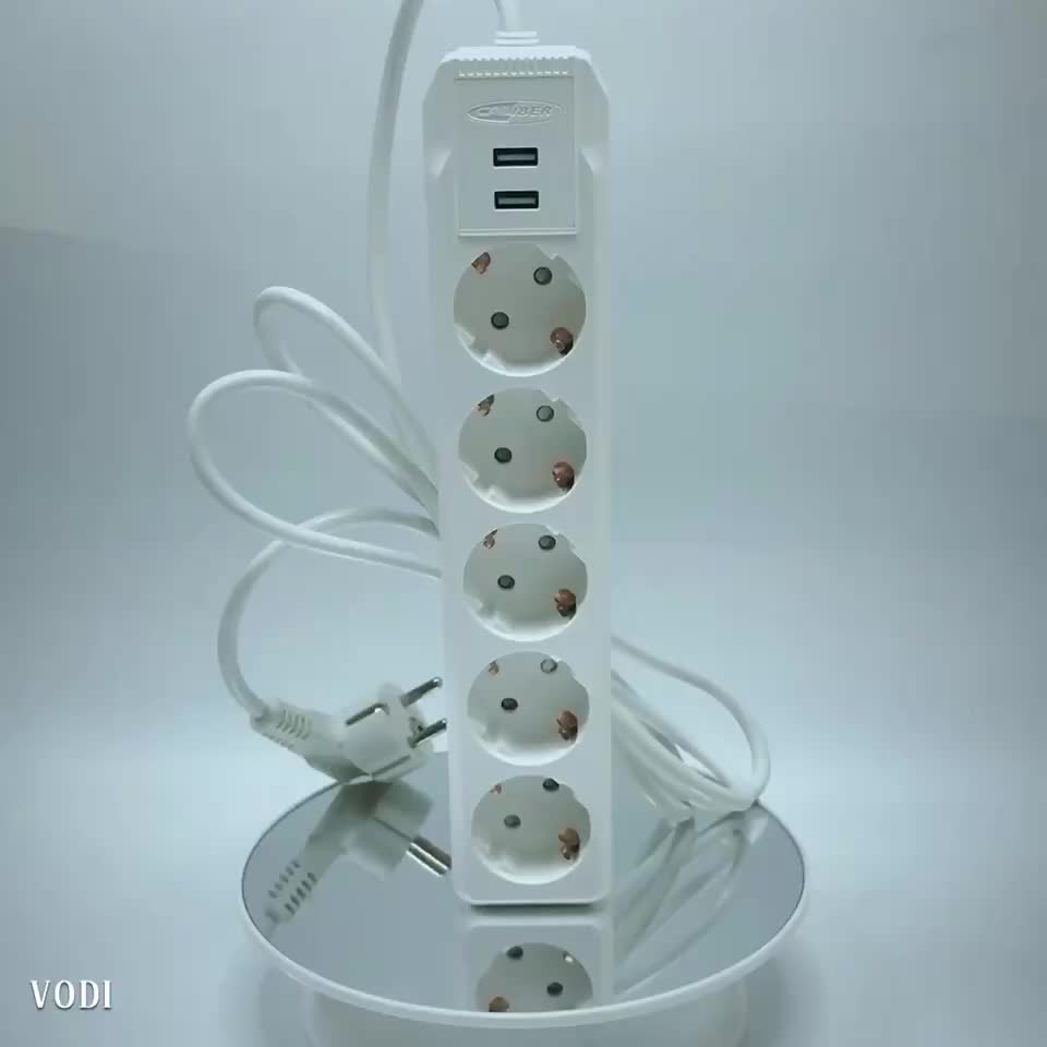 Extension Lead 3/4/5way Glisteny Switchable Plug 2 Usb Power Strip