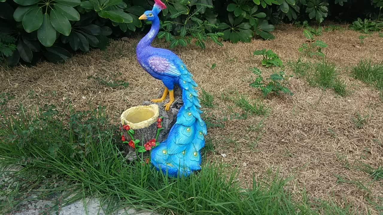 Polyresin Garden Outdoor Decorative Blue Peacock Planter Buy Garden