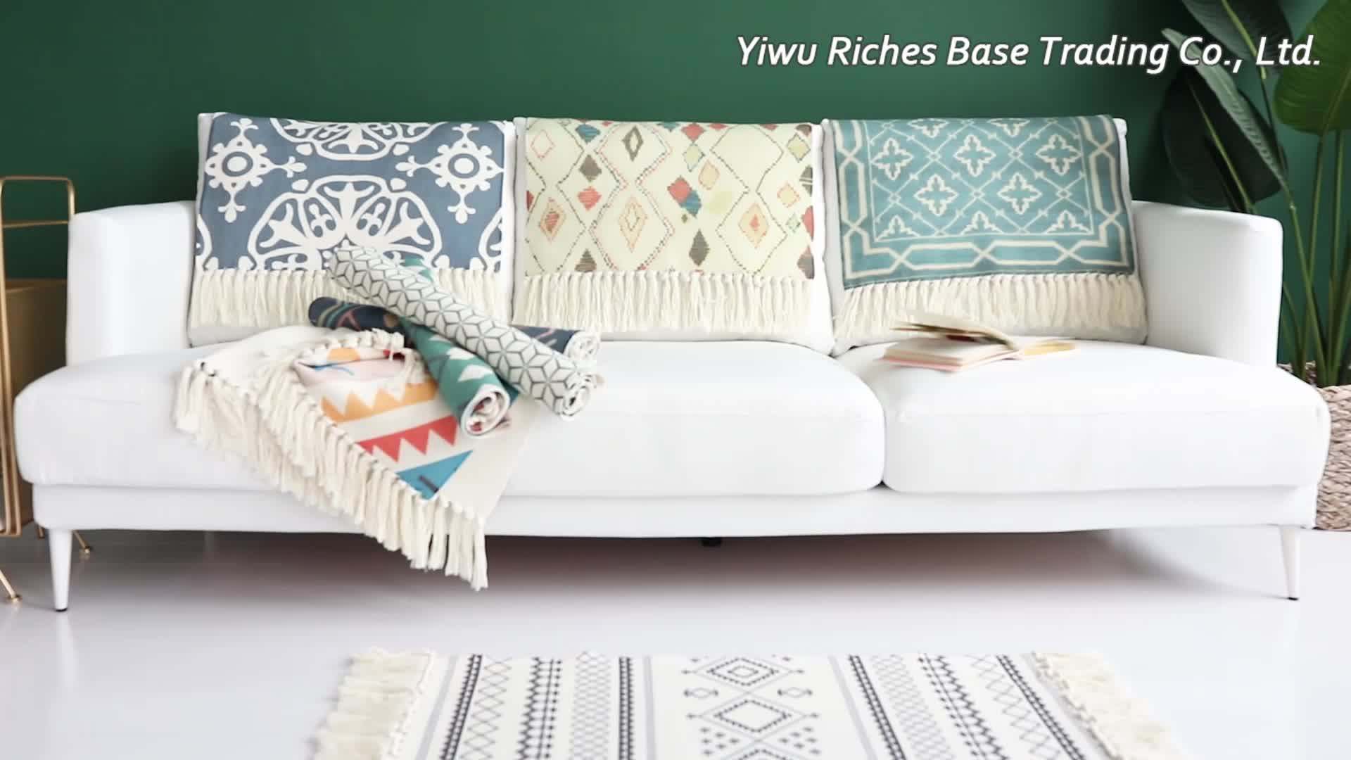 Geometric Design Rugs Carpet Popular Tapestry Cotton Woven Washable