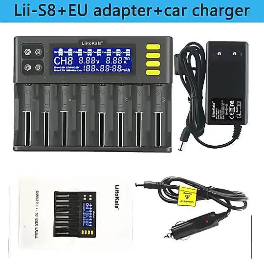 LiitoKala Lii-S8 8-Slot Multifunctional Battery Charger for Li-Ion