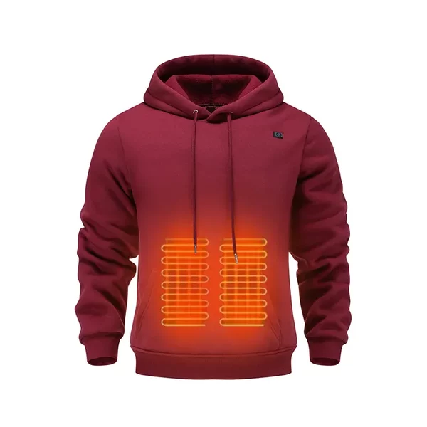 Smart Heated Hoodie with USB Electric Heating, Men's Five-Zone 3-Level Temperature Adjustment, Winter Men's Heating Clothing